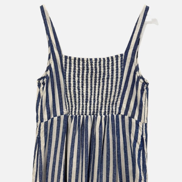 OLD NAVY Fit & Flare Linen-Blend Midi Dress Striped Coastal Preppy Size Large - Picture 8 of 12